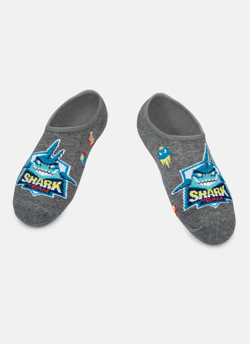 Meia Sapatinho Antiderrapante Infantil Teen Tubarão Gamer