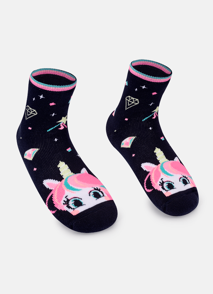 Meia-Soquete-Feminino-Com-Sola-Emborrachada-Unicornio-Shine
