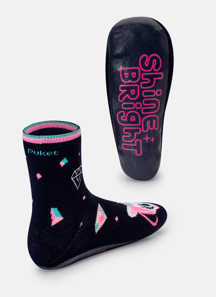 Meia-Soquete-Feminino-Com-Sola-Emborrachada-Unicornio-Shine