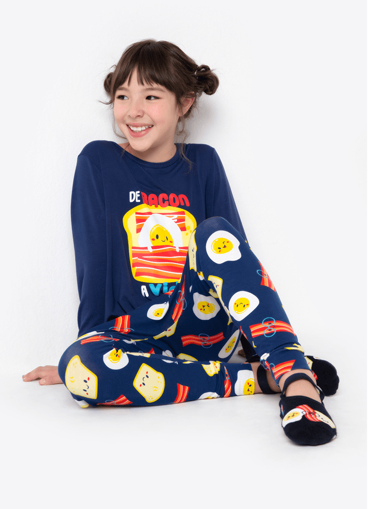 Pijama-Manga-Longa-Menina-Viscolycra-Familia-De-Bacon-A-Vida