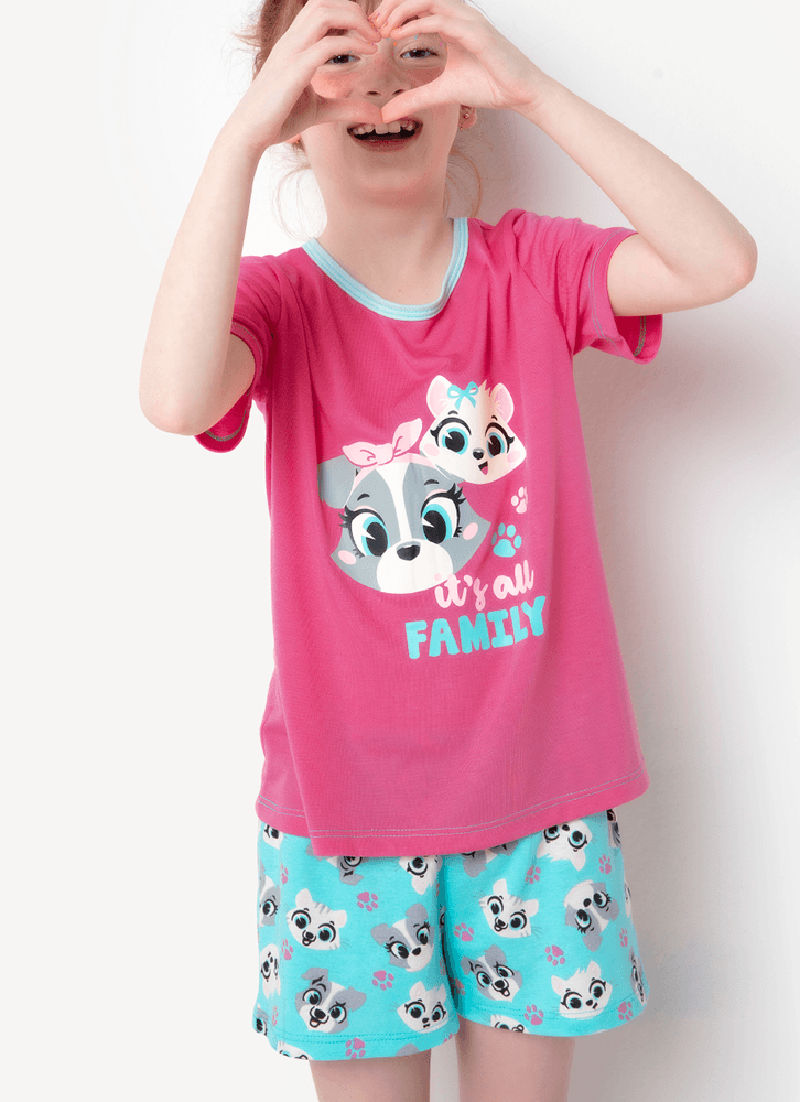 Pijama-Manga-Curta-Menina-Teen-Familia-Pets