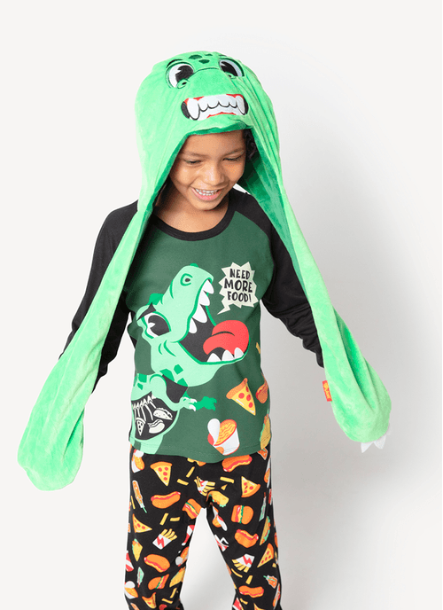 Gorro com Cachecol Teen Dino Food