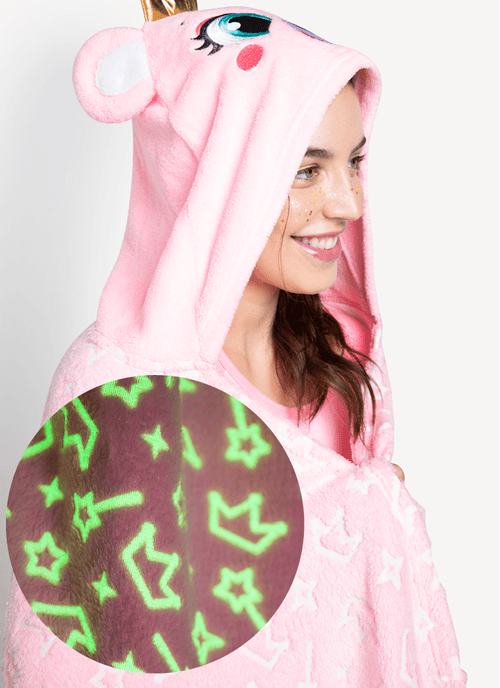 Manta com Capuz Feminino Soft Coala Princess Brilha no Escuro