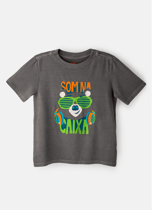 Camiseta Infantil Manga Curta Algodão Guaxinim Music