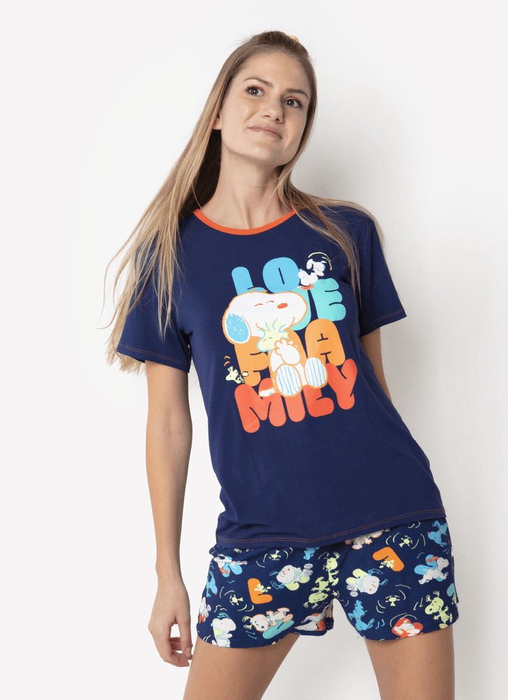 Pijama-Manga-Curta-Viscolycra-Feminino-Snoopy