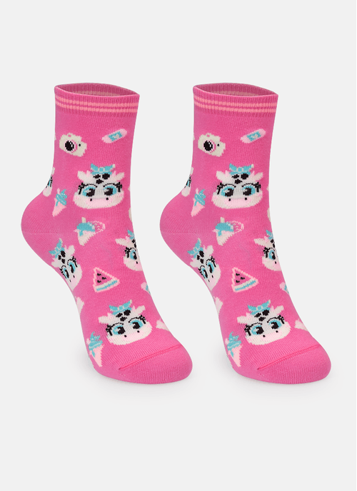 Meia Soquete Cano Médio Menina Vaca