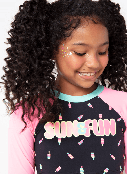 Conjunto Cropped e Calcinha Menina Teen Panda Summer