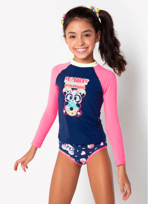 Conjunto Camiseta e Calcinha Menina Panda Donuts