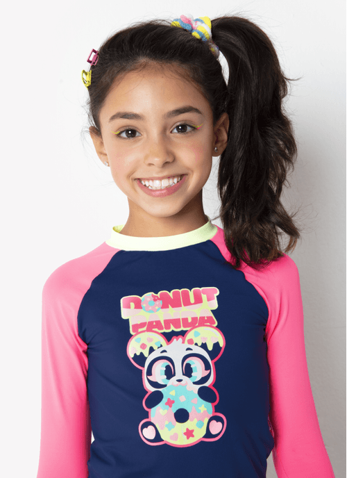 Conjunto Camiseta e Calcinha Menina Panda Donuts