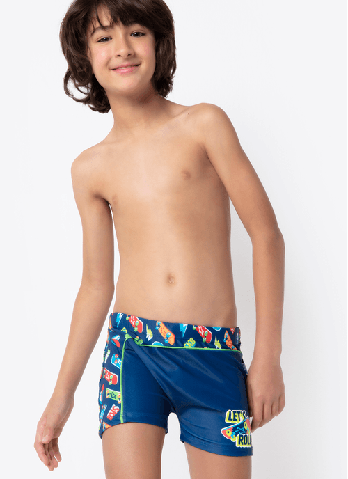 Sunga Boxer Menino Teen Dinossauro Skate