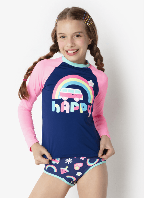 Camiseta Manga Longa Menina Teen Gata Summer