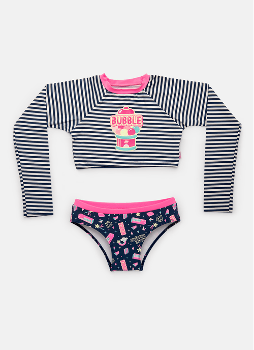 Conjunto Camiseta e Calcinha com Proteção Solar Menina Teen Unicórnio Shine