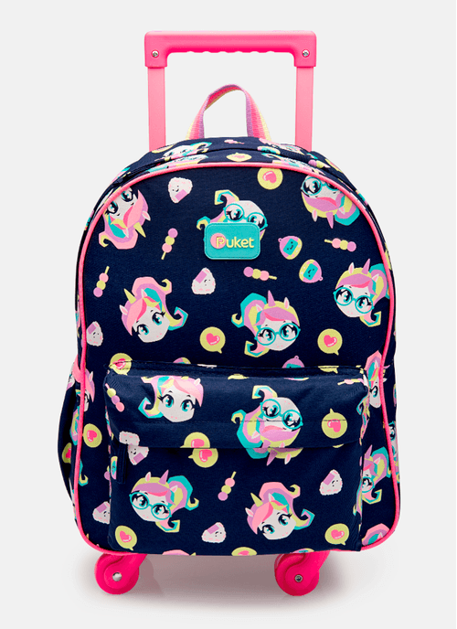 Kit Escolar Mochila com Rodinha + Lancheira Térmica Unicórnio Kawaii