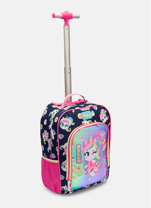 Mochila com Rodinha Média Unicórnio Kawaii