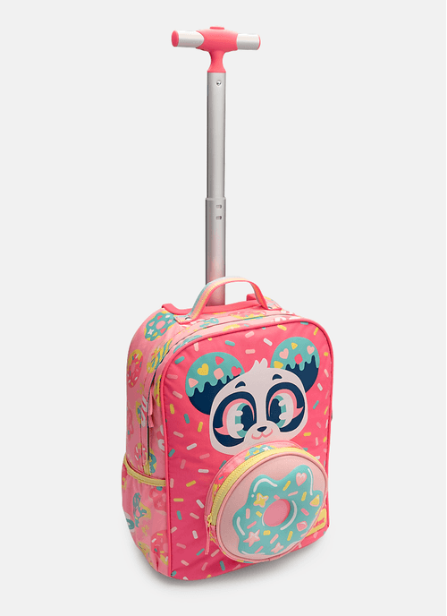 Mochila com Rodinha Média Menina Panda Donuts