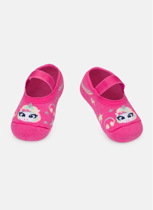Meia Sapatilha Antiderrapante Bebê Menina Unicórnio Skate