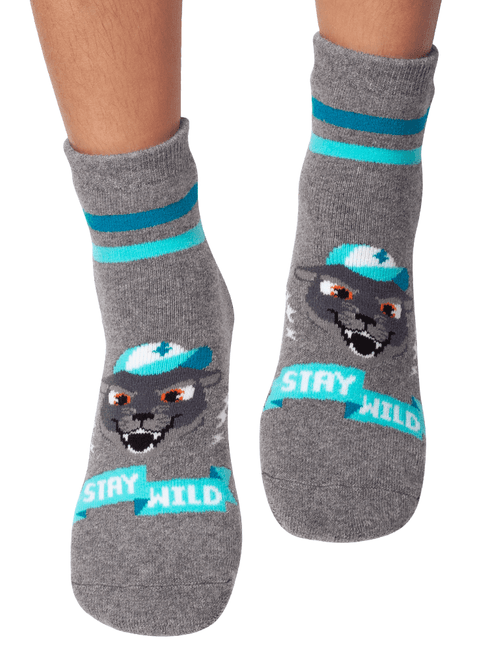 Meia Menino Soquete com sola Emborrachada Pantera