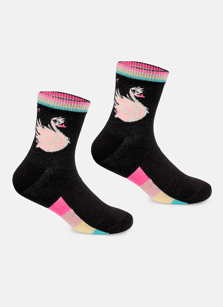 Meia-Soquete-Cano-Medio-Menina-Cisne-Rainbow
