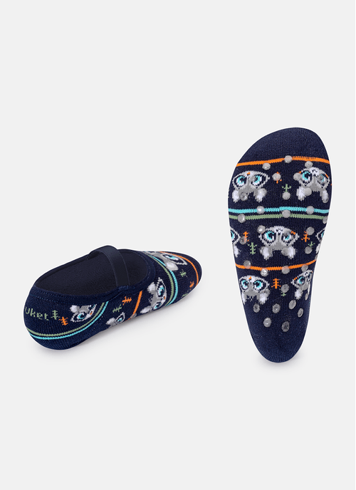 Meia Sapatilha Antiderrapante Infantil Família Guaxinim