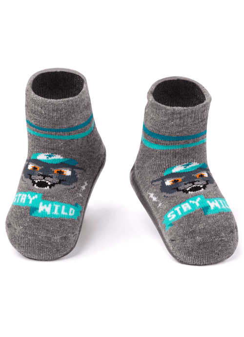 Meia Menino Soquete com sola Emborrachada Pantera