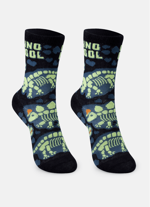 Meia Cano Longo Menino Dinossauro Fósseis Brilha no Escuro