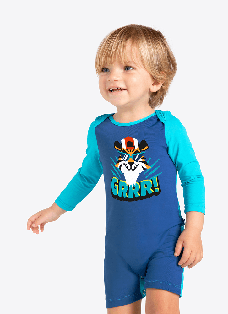 Macacao-Praia-Bebe-Menino-Com-Protecao-Solar-Tigre-Roar