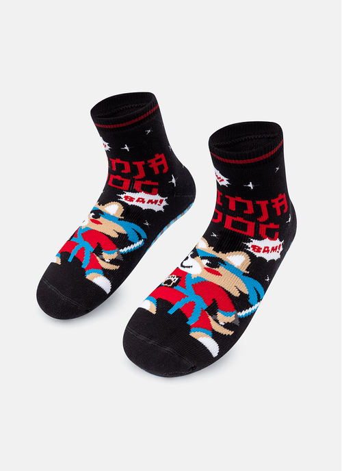 Meia Menino Soquete com sola emborrachada Cachorro