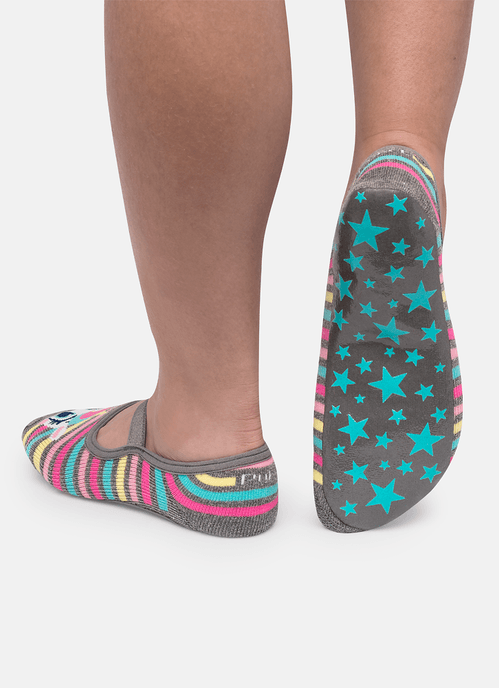 Meia Sapatilha com Sola Emborrachada Menina Unicórnio