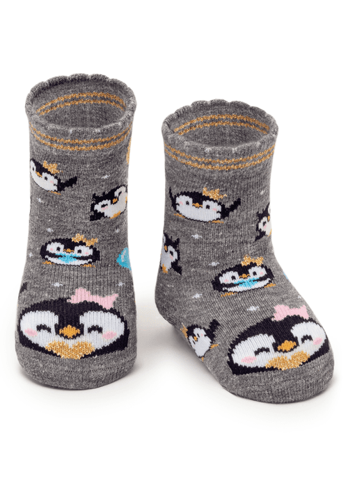 Meia Menina Soquete Cano Médio Pinguim