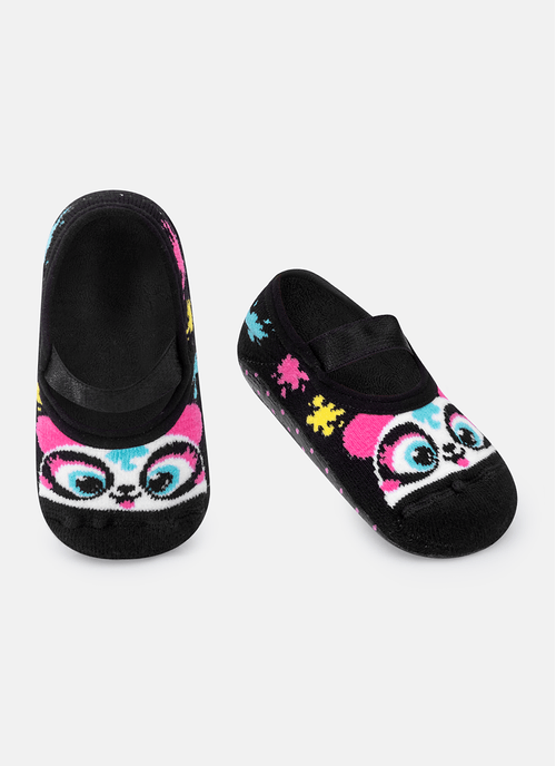 Meia Menina Sapatilha com sola emborrachada Panda Shake
