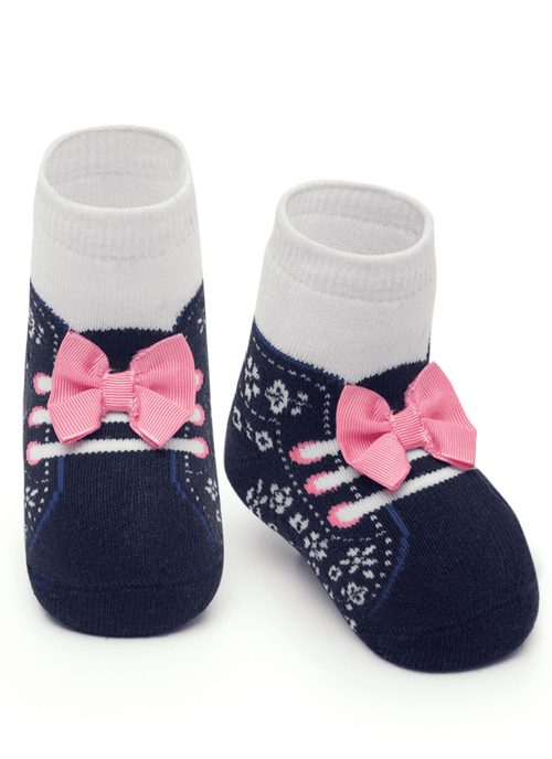 Meia Menina Soquete Antiderrapante com Aplique Tênis