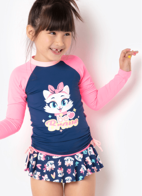 Camiseta Praia com Proteção Solar Menina Gata Power