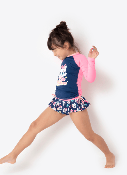 Camiseta Praia com Proteção Solar Menina Gata Power