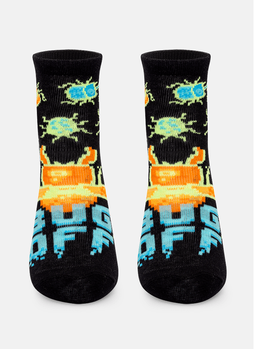 Meia Soquete Cano Curto Menino Pixel Bugs