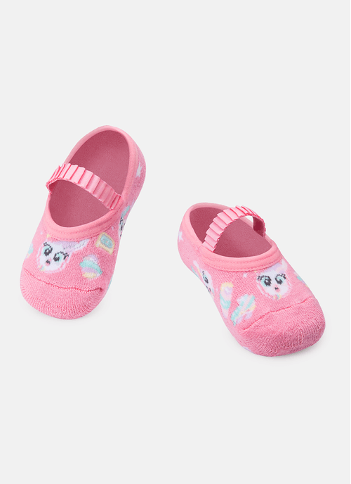 Meia Sapatilha Bebê Menina Antiderrapante Lhama Retrô