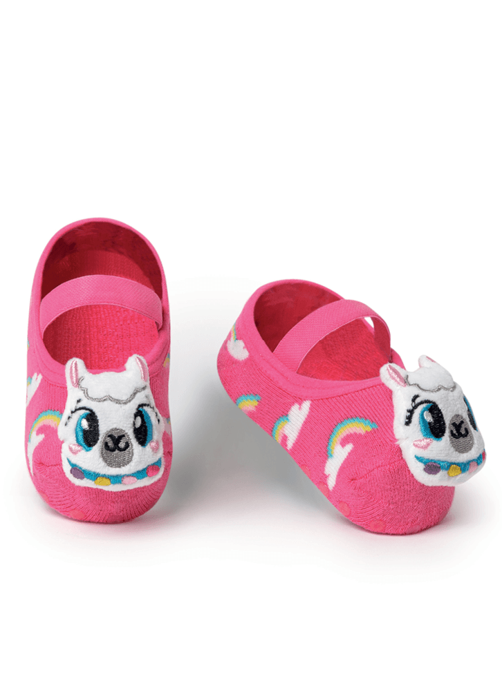 Meia-Menina-Sapatilha-Com-Antiderrapante-E-Aplique-Lhama-Retro