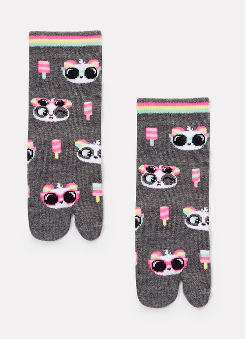 Meia Chinelinho Kids Cano Médio Panda