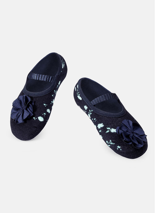 Meia Menina Sapatilha com Antiderrapante e Aplique Flor