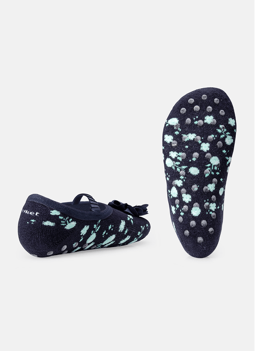 Meia Menina Sapatilha com Antiderrapante e Aplique Flor