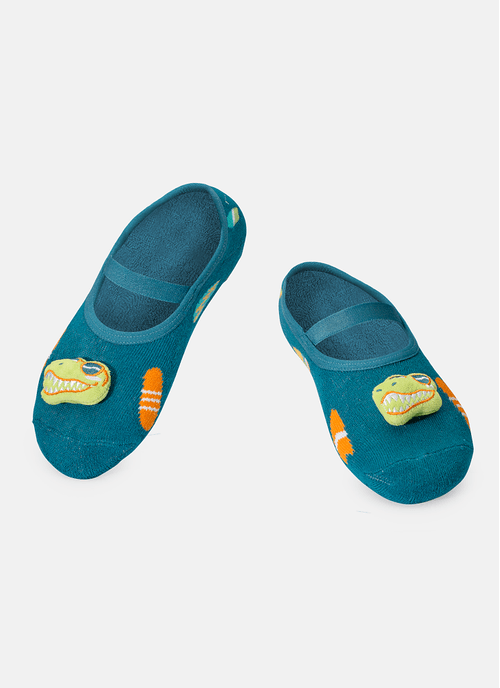 Meia Menino Sapatilha com Antiderrapante e Aplique Dino Surf