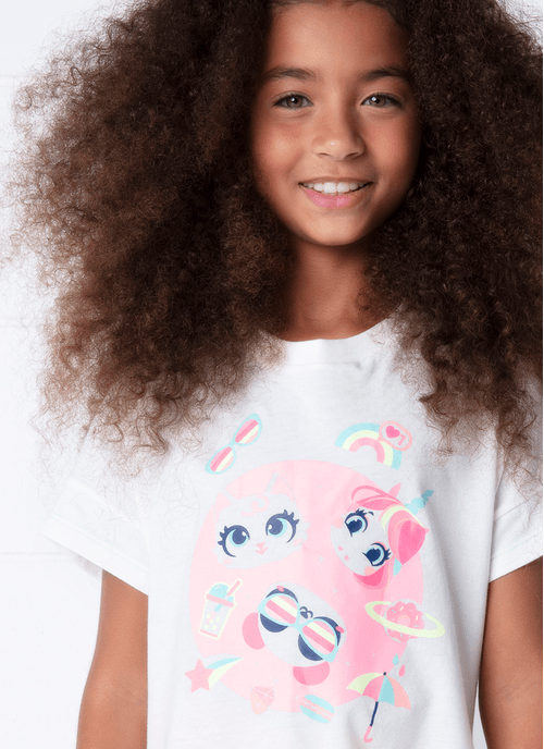 Camiseta Infantil Manga Curta Algodão Multibichos