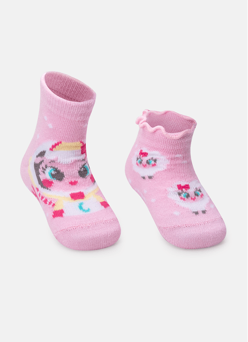 Kit com Meia e Luva Bebê Menina Ovelha