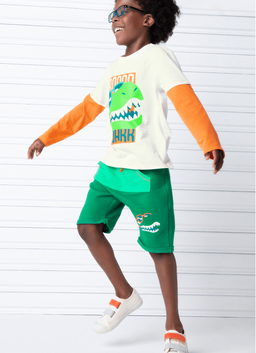 Bermuda Infantil Moletom Dino Surf