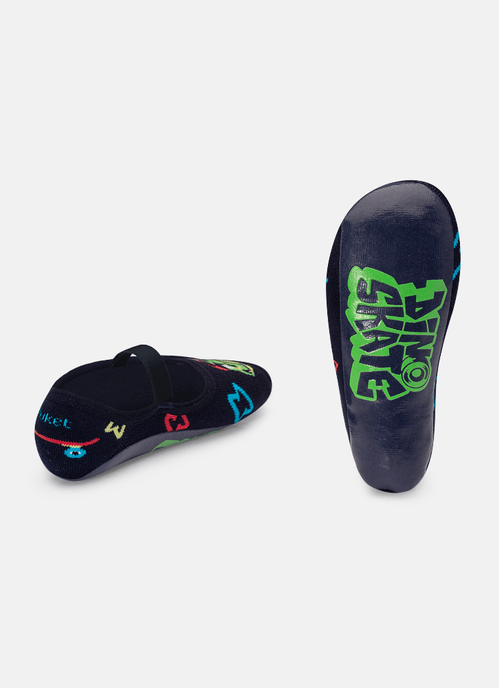 Meia Sapatilha com Sola Emborrachada Menino Dinossauro Skate