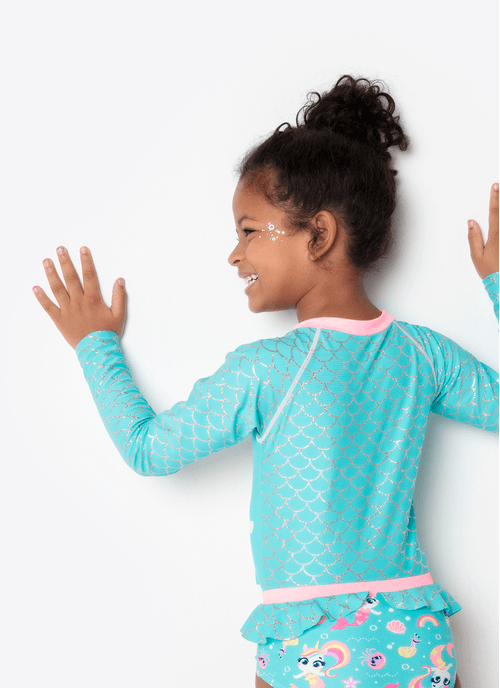 Conjunto Camiseta e Calcinha com Proteção Solar Menina Sereia