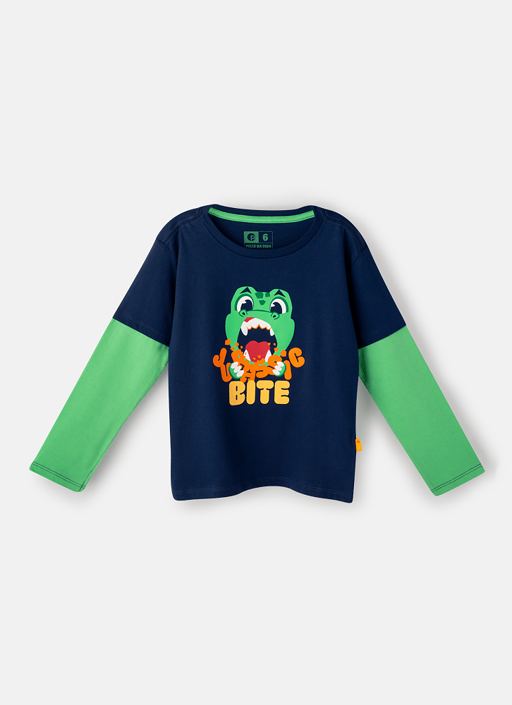 Camiseta-Infantil-Manga-Longa-Algodao-Dino-Food