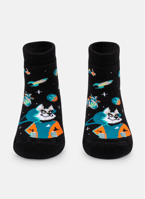 Meia Soquete com Sola Emborrachada Bebê Menino Lobo Space