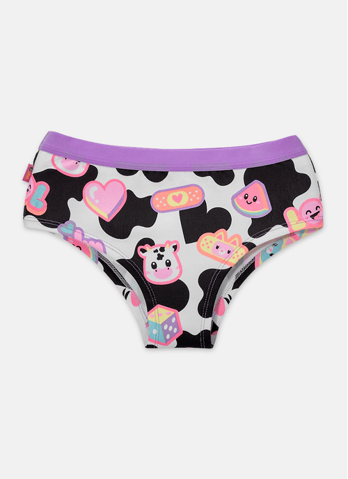 Calcinha Caleçon Menina Teen Algodão Vaca Patches