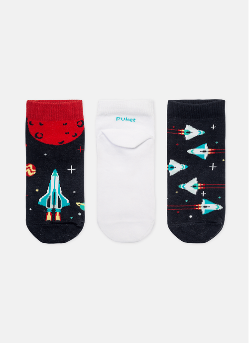 Kit com 3 meias Menino Espaço