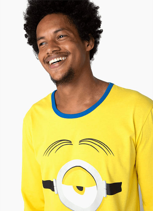 Pijama Manga Longa Masculino Algodão Minions